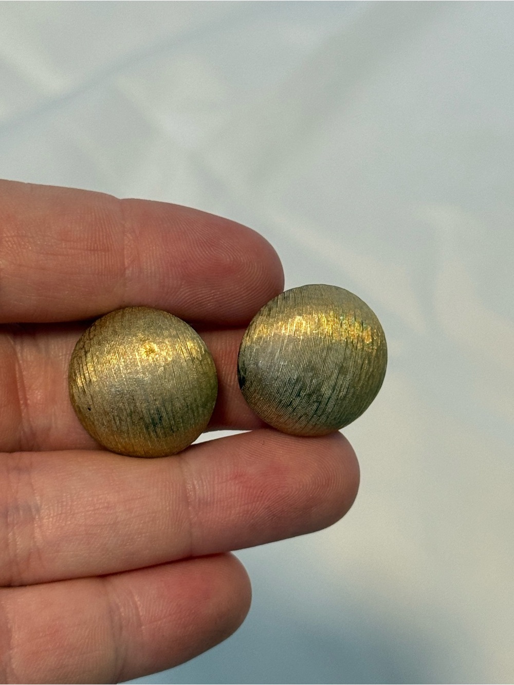 Vintage Monet Gold Tone Brushed Dome Clip On Earrings Classic Signed